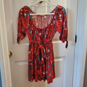 Anthropologie Ric Rac Red Flowered Dress